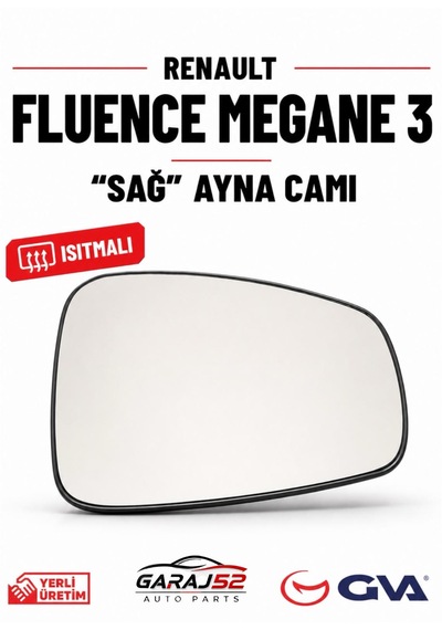 Renault Fluence Megane 3 Sağ Isıtmalı Ayna Camı 963651913r
