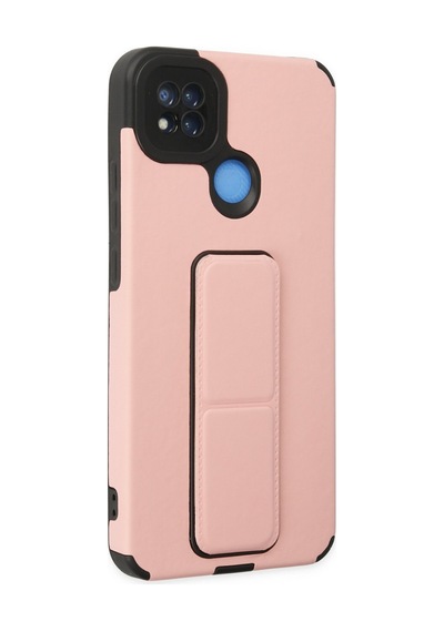 Xiaomi Redmi 9c Uyumlu Kılıf Mega Standlı Silikon - Pudra