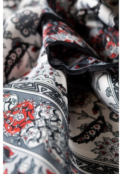 İpekçe Eşarp İp Rayon 100 100 Desenli - Gri Gri - Çok Renkli