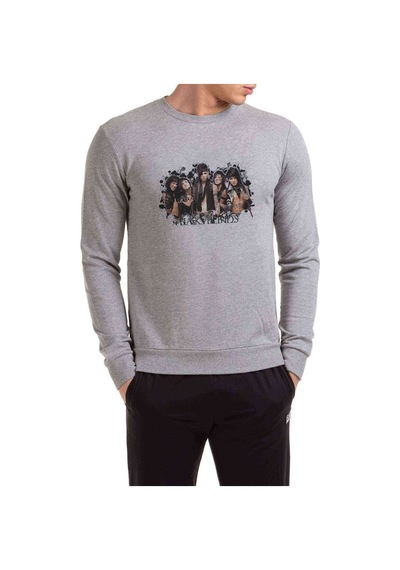 Black Veil Brides Group Baskılı Gri Erkek Örme Sweatshirt