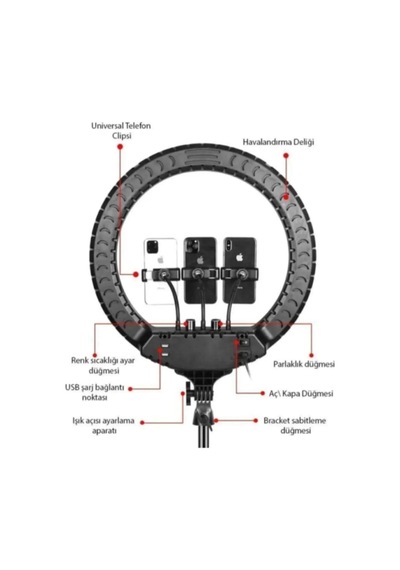 Lamia Megalüx Dökümayaklı Profesyonel Kuaför Makyajçekimleri 18ınç 460 Led Kumandalı Ring Lıght X-18