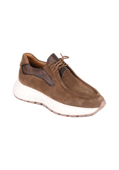 Shoetyle - Vizon Hakiki Süet Bağcıklı Erkek Günlük Ayakkabı 115-k525-1323 Vizon