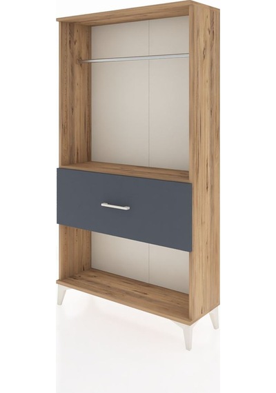 Arges Dolap Tek Raflı Tek Çekmeceli Tek Askılı 88x30x163 Çam-antrasit Atlas Çam