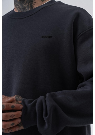 Erkek Respire Yazı Detaylı Basic Oversize Sweatshirt Füme