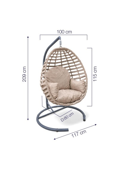 Niron Royal Rattan Bahçe Salıncağı Cappucino - Minderli Modern Salıncak Capuccino