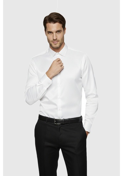 Rizzup Beyaz Slim Fit Erkek Gömlek Kolay Ütülenen Nefes Alan Kumaş, Dört Mevsim Şıklık 2608515