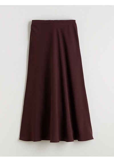 Lcw Modest Bordo Beli Fermuarlı Kloş Etek
