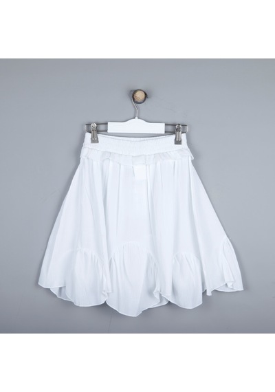 Xo Kids P-003627 Ck 8849 Kız Garson Etek 8-14 Yaş Beyaz