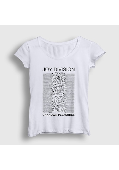 Presmono Kadın Unknown Pleasures Joy Division T-shirt Beyaz