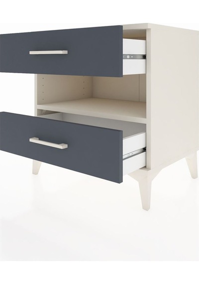 Hyperion Komodin Tek Raflı 2 Çekmeceli 60x44x64 Aytaşı-antrasit Aytası