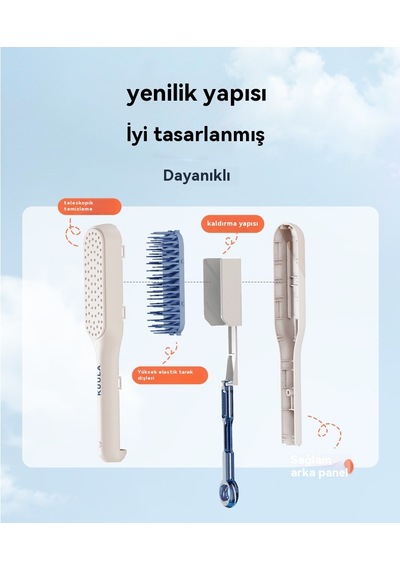 Kendini Temizleyen Hafif Statik Geri Çekilebilir Tarak Beyaz
