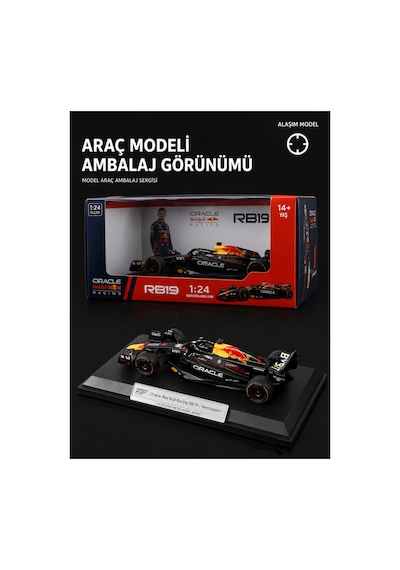 Lisanslı Red Bull Racing Rb19 F1 Formula 1 Max Verstappen 1:24 Ölçek Metal Maket Model Araba Çok Renkli
