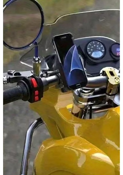 Motosiklet Gidon Telefon Tutucu 360 Döner, Kaymaz Sabitleme Sistemli, Sarsıntı Önleyici Telefon Tutucu Aparat 2 Mixed 38282913