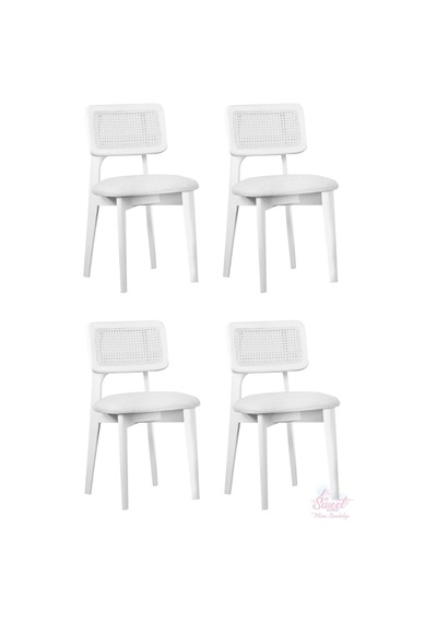 Kuzey Sandalye Ahşap Gürgen 4 Lü Set Cafe,restaurant,mutfak,salon,yemek Odası Sandalyesi Beyaz