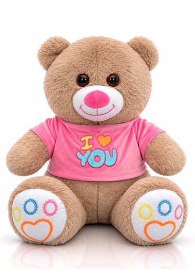 Ayıcık Elbiseli Ayıcık Yeni Seri Renkli 60cm - I Love You & Hediyelik Ayıcık Peluş Oyuncak Açık Kahverengi