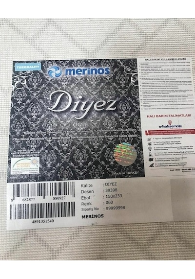 Merinos Halı 200x290 Diyez Koleksiyonu 39398-060 Krem