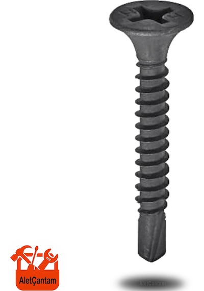 Matkap Uçlu Alçıpan Vidası Siyah Vida 3.5 x 25 MM 100 Adet