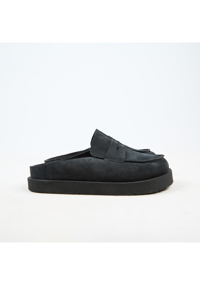 Manijero Ziva Kadın Hakiki Deri Loafer Platform Antrasit Terlik