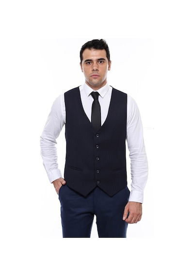 Wessi Lacivert Düz Slimfit Yelek 001