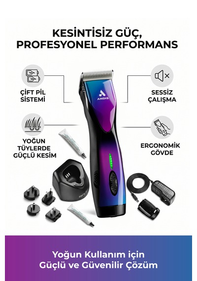 Andis Pulse Zr Iı Kablosuz Galaxy Kedi/köpek Tıraş Makinesi - Mor Renkli Yedek Bataryalı