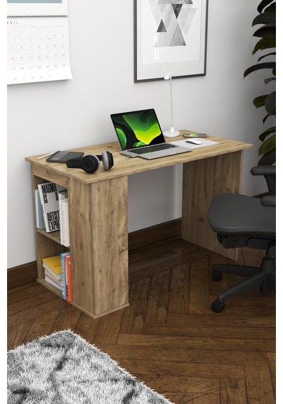 Ergonomik Çalışma Masası, Kitaplık Ve Kapaklı Depolama Alanı İle Modern Tasarım Atlantik Çam Atlantik Çam Ergonomik Çalışma Masası, Kitaplık Ve Kapaklı Depolama Alanı İle Modern Tasarım Atlantik Çam Atlantik Çam