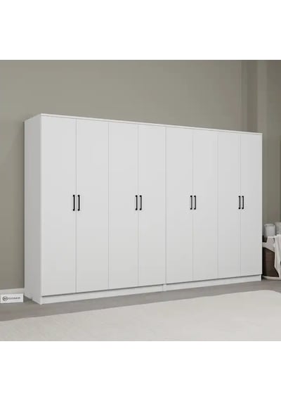 Kardelen Serisi Mat Beyaz 8 Kapaklı 10 Raflı 280 Cm Elbise Dolabı - Gardırop Seti Beyaz Kardelen Serisi Mat Beyaz 8 Kapaklı 10 Raflı 280 Cm Elbise Dolabı - Gardırop Seti Beyaz