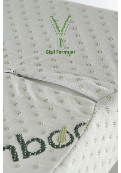 Bambu Kılıflı Medikal, Boyun Destekli Çift Taraflı Ortopedik Visco Visko Yastık 51x41x13-11cm 1350gr Beyaz - Yeşil