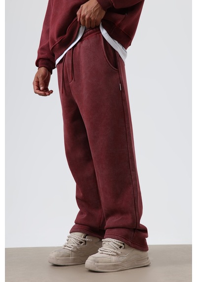 Vamos Yıkamalı Baggy Eşofman Alt Bordo