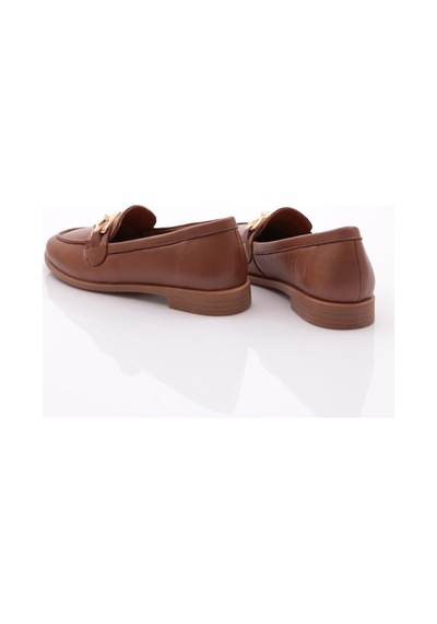 Dgn 1851 Kadin Metal Aksesuarli Loafer Ayakkabi Ceviz
