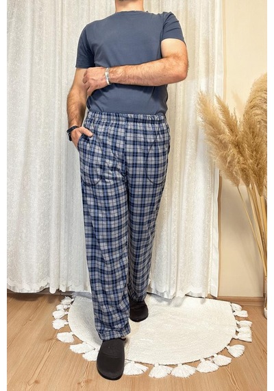 Erkek Desenli Cepli Lastikli Bel Pijama Altı Gri