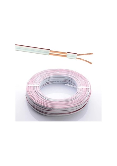 2x0,75 Mm Kordon Kablo Beyaz Bakır Yassı İkiz Hoparlör Kablosu 10 Metre