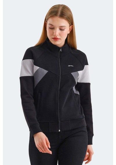 Slazenger Vıctory 2 Li Set Kadın Fermuarlı Dik Yaka Cepli Yeşil - Siyah Sweatshırt