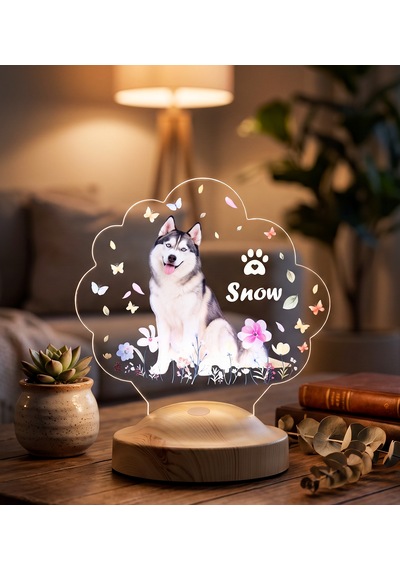 Köpek Fotoğraflı Led Lamba, Kişiye Özel Fotoğraf Ve İsimli Evcil Hayvan Temalı Lamba Hediye Tekli Foto Köpek