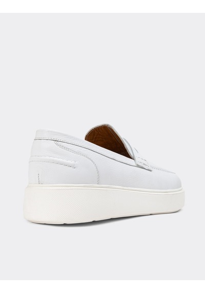 Deery Hakiki Deri Beyaz Erkek Loafer Ayakkabı - 01964mbyze01 Beyaz