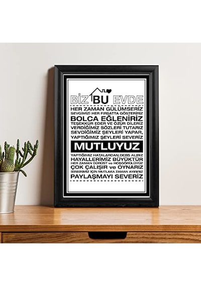 Ailenize Özel Dekoratif Ev Hediyesi Baskılı Çerçeve 24x33x1 Cm