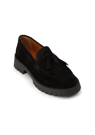 Deery Kadın Hakiki Süet Siyah Püsküllü Loafer - 02033zsyhc01 Siyah