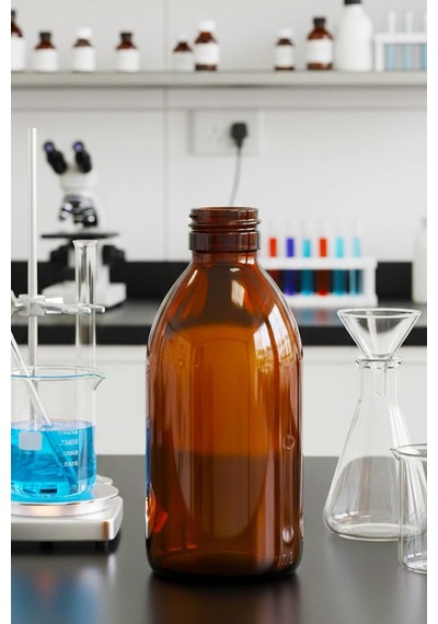 Lexroo Amber Ecza Şişesi, 250 Ml, Kahverengi Cam, Plastik Contalı Kilit Kapak