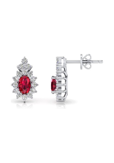 1,10 Karat Pırlantalı Yakut Küpe