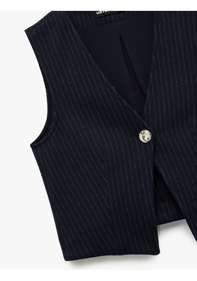 Koton Slim Fit V Yaka Metal Düğmeli Asimetrik Kesim Yelek Lacivert Çizgili 6wak30049ek Lacivert Çizgili Koton Slim Fit V Yaka Metal Düğmeli Asimetrik Kesim Yelek Lacivert Çizgili 6wak30049ek Lacivert Çizgili