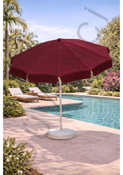 Kırmızı Plaj Şemsiyesi 200 Cm Çap /10 Telli, Polyester Kumaş Kırmızı