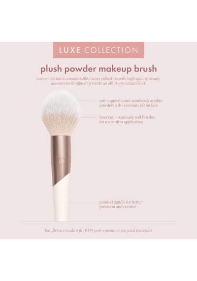 Allık Ve Bronzlaştırıcı İçin Luxe Peluş Pudra Makyaj Fırçası, Pudra Makyajıyla En İyi Çalışır, Lüks Ve Göz Alıcı Çevre Dostu Premium Makyaj Fırçası, Sentetik Kıllar, Pembe, 1 Adet