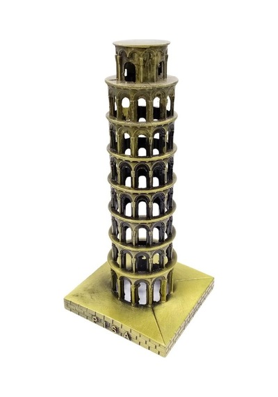Vintage Metal İtalya Pisa Kulesi Biblo Antik Bronz 16 Cm