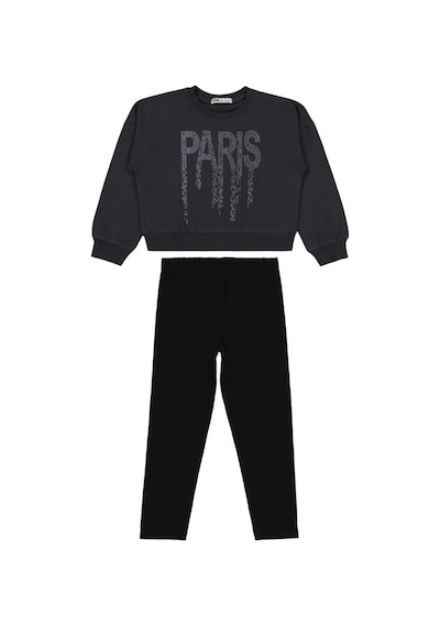 Civil Girls Paris Taş Baskılı 6-9 Yaş Takım - Gri Antrasit