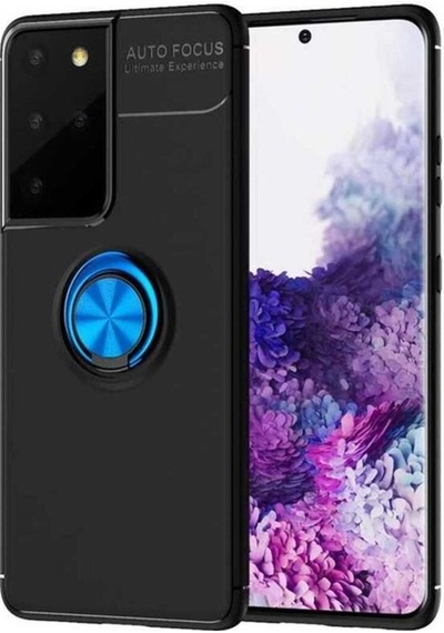 Samsung Uyumlu Galaxy S21 Ultra Kılıf Zore Ravel Silikon Kapak Siyah-Mavi
