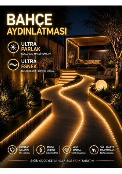 30 Metre Tak Çalıştır Gün Işığı Noas Yl42-0001 Neon Led, 3200k Gün Işığı Rengiyle Sıcak, Şık Ve Dekoratif Bir Aydınlatma Sağlar Gün Işıgı 3000-3200Kelvin
