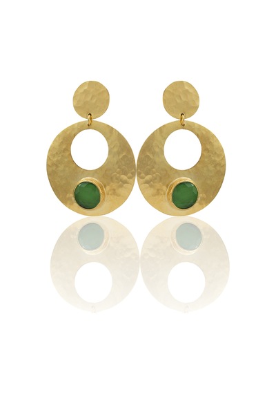 Kadir Jewellery 22 Ayar Altın Kaplama Vintage Küpe -el İşçiliği Ve Hipoalerjenik Küpe Yeşil 94398145