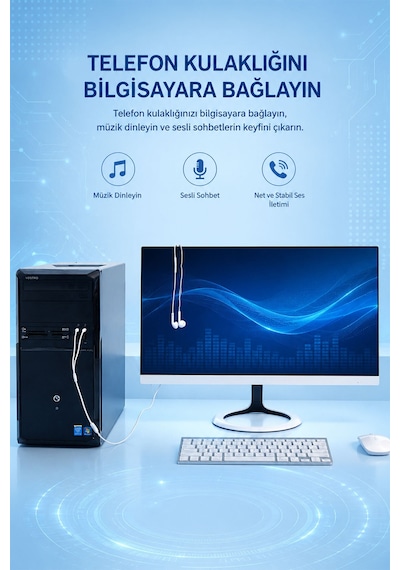 1 Dişi 2 Erkek 3.5mm Aux Kulaklık Ve Mikrofon Ses Ayırıcı Kablo - 1x 3.5mm Dişi To Erkek 2x 3.5mm Siyah