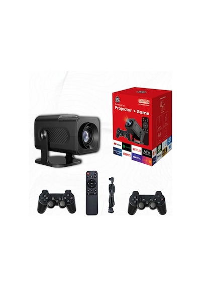 Android Projeksiyon Siyah Taşınabilir Sinema Projektörü 4k 1080p Ev Sineması Bluetooth 65748589