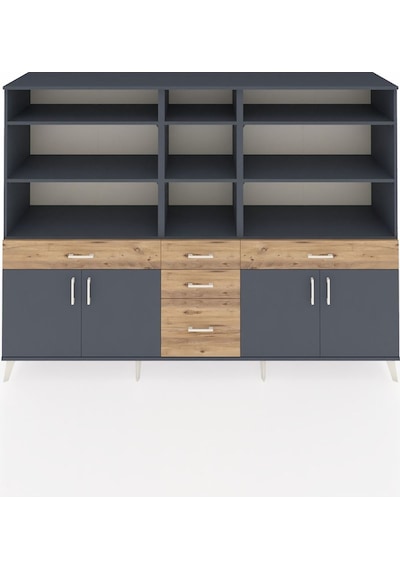 Hyperion Dolap 11 Raflı 5 Çekmeceli 4 Kapaklı 220x44x163 Antrasit Antrasit-antrasit/çam Hyperion Dolap 11 Raflı 5 Çekmeceli 4 Kapaklı 220x44x163 Antrasit Antrasit-antrasit/çam