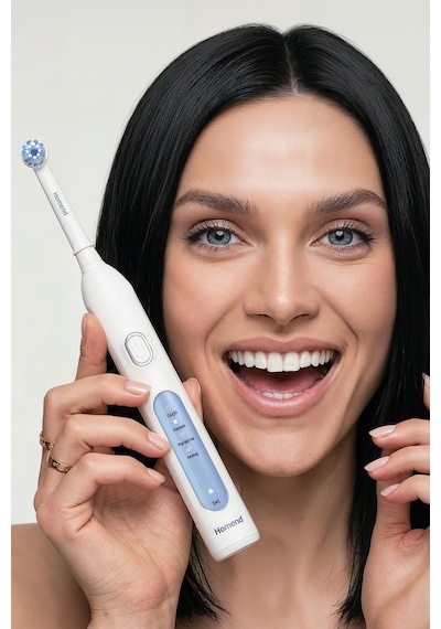 Brushboss 4701H 4 Modlu 21 Gün Kullanım Süreli Akıllı Zamanlayıcılı Şarjlı Diş Fırçası Beyaz
